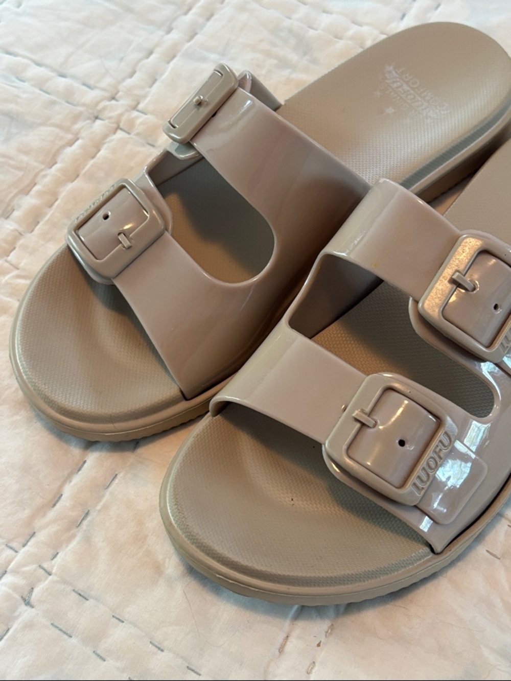LUOFU comfort jelly slides sandals * sz 38 * US 7.5 *tan - Picture 5 of 6